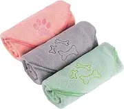 Quick Dry Dog Bath Towel, Pack of 3 Large 100x50cm Microfiber Pet Towels,Super Absorbent Cat and Puppy Shower Essentials