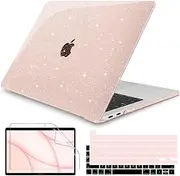 Teryeefi for MacBook Pro 13 inch Case M2 M1 2022 2020 206-2019 Release Model A2338 A2289 A2251 A2189 A1989 A1706,Hard Shell Case + Keyboard Cover for 13 inch MacBook Pro Touch Bar, Glitter Cherry Pink