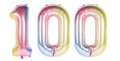 16" 100 Gradient Unicorn Rainbow Foil Number Balloons Birthday Party Decor Pink