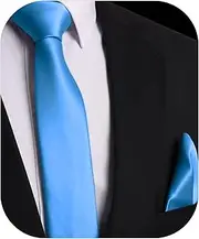 [Trilece] Mens Solid Color Formal Ties and Pocket Square Sets - Mens Ties Neckties Neck Tie Sets