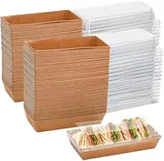 [Epicurean Containers] 50 Pack Brown Paper Charcuterie Boxes with Lids - Disposable Mini Dessert Boxes for Cookies, Cakes, Sushi, Strawberries - 6 inch Charcuterie To Go Containers