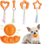 6 Pack Puppy Teething Toys Cute Orange Puppy Chew Toys for Teething Durable Smal