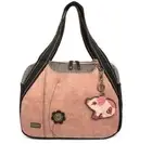 New Chala Bowling Tote Large Bag Dusty Rose Pink Pleather PIG Coin Purse gift