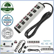 Metal Power Strip 6 Outlets Surge Protector 20A Extension Cord Industrial Garage