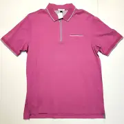 $120 New CLOTHERIE Pheonix SS Zip Polo Collared Shirt Men XL Purple COTTON Knit