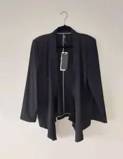 New TS TAKING SHAPE Size 16 Black Wool Blend Blazer Jacket Pockets Office Work
