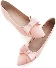 Sailing LU Women's Pointed Toe Ballet Flats Cute Bow-Knot Comfortable Loafers Formal Business Suede Slip-ons Soft Dressy Walking Shoes