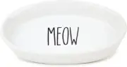 Cat Dish Ceramic Meow, White - Cat Bowl, Handcrafted, Durable, Heavyweight