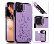 For iPhone 14 Pro Max Leather Cover Wallet - Purple