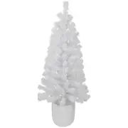 Northlight 3.5' Potted Winter Pine White Tinsel Christmas Tree Clear Lights
