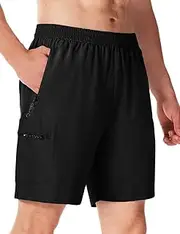 [TBMPOY] Men's Hiking Shorts 7" Quick Dry Lightweight Cargo Fishing Shorts with Zipper Pockets Elastic Waist Drawstring Walking