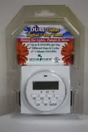 NEW HydroFarm Autopilot Dual Outlet 7-Day Grounded Digital Programmable Timer