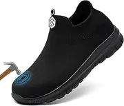 [LARNMERN] Steel Toe Socks Shoes Work Safety Sneakers Lightweight Industrial & Construction Slip-on Shoe