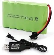 Gecoty® 7.2 V NI-MH Battery Pack, 2400mAh Rechargeable AA RC Car Battery with Charging Cable, SM Plug for Remote Controlled Trucks, Lighting, Power Tools