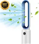 Bladeless Tower Fan w/ Air Purifier 24 Speeds 12H Timer Remote Control - Blue