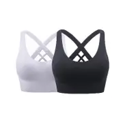 Nevenka 2 Pcs High Impact Sports Bra Medium Support Quick Dry Athletic Vest-Set1