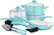 Soft Grip Ceramic Nonstick 12 Piece Cookware Pots and Pans Set