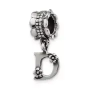 Sterling Silver Letter D, Dangle Bead Charm