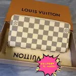 二手免運 LV  DAMIER N41660白色棋盤格 N63503粉色 大容量拉鍊長夾 皮夾