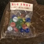 VTG NIP Heaton Big Shot Bag Of Marbles 19 Cat Eye Marbles