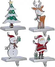 Christmas Tree Stocking Holders for Fireplace Mantle Reindeer Mantle Stocking Hangers Snowman Sturdy Stocking Hook Santa Claus Christmas Ornaments Holder Fireplace Home Decoration (4,C-Multi Holder)