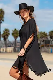 Cupshe Chill Tide Black Cover-Up Mini Dress - Black,M