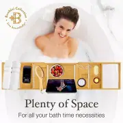 Bamboo Bath Tray Table Bathtub Caddy Tray Over the Tub Shelf Bath Holder Desk