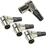 4-Pack 3-Pin XLR Adjustable Right Angle Male Connector with 7 Different Position, Compatible with Pro Audio DJ Band XLR Plug Jack Right Angle 3 Pin Mic Microphone Speaker Audio Cable Connector
