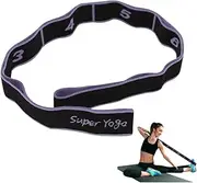 Yoga Stretch Strap, Stretching Band Strap with 8 Intensity Levels, Fitness Elastic Band, Segmented Resistance Band for Yoga, Latin, Pilates, Dance, Fitness (Purple)
