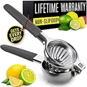 Large Lemon Squeezer Stainless Steel Press - Non-Slip Grip, Heavy Duty, Manual Design - Effortless Pro-Grade Lemon, Lime, Orange, and Citrus Fruit Hand Held Lemon Juicer Squeezer - No Seeds, Max Juice