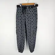 Blackmilk Cargo Jogger Pants Womens 12 Geometric Print Elastic Cuff Belted NWT