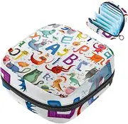 Period Bag,Sanitary Napkin Storage Bag,Animals in Land Cartoon Forest,Tampon Holder for Purse
