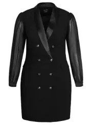 City Chic Womens Tux Seduction Mini Dress 18 Black - NWT