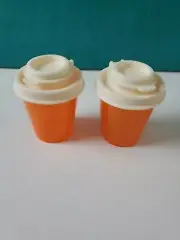 Tupperware Mini Salt and Pepper Shakers Midgets Flip Top 2 oz Orange