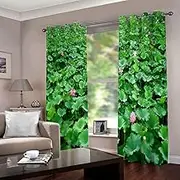 Print Blackout Curtains Leaves and Flowers 2 x W132cm x D160cm 3D Print Window Curtains, Thermal Insulated Darkening Grommet Drapes 2 Panel Set for Living Room Bedroom Kitchen Decor