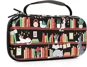 Nintendo Switch Case OLED Model 2021, CutebriCase Carry Case for Nintendo Switch for Boy Girls-Travel Storage Hard Shell Cover with 20 Game Card Slot for Switch Console Joy-Con & Accessories,Bookshelf Cat