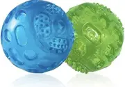 3” Squeaky Dog Toy Ball For Dog Playing, Fetching And Retrieving Green+blue