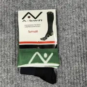 A-Swift Compression Socks Women (7-9.5) Men (6-8) Size SMALL Green Black 2pk