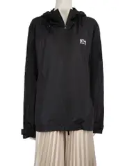 Black Hooded Logo Windbreaker
