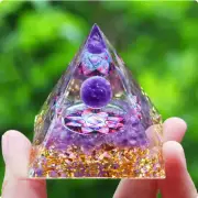 Crystals Stone Orgone Pyramid Energy Generator Natural Amethyst Peridot C