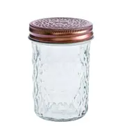 bulk 24 Medium Diamond Look Glass Jar w Rose Gold Lid 7x10cm