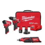 Milwaukee Power Tool Combo Kit 12V Brushless Rotary+Hammer Drill+Impact Driver