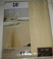 BEAUTIFUL TEXTURED FABRIC TABLECLOTH - RECTANGLE 60" X 84" - WILLOW BEIGE