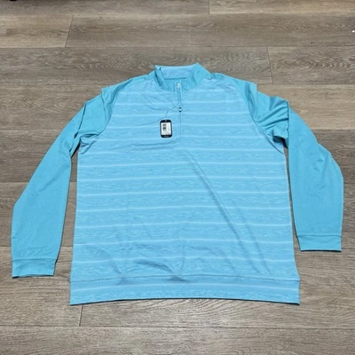 NWT $128 JOHNNIE-O Bert Performance 1/4 Zip Pullover Shirt Golf Baja Blue Size L