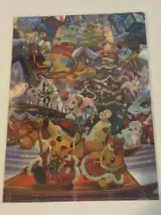 Pokemon Center File Folder Chistmas 2018 Pikachu Eevee Glitter 8.5" x 12" Sealed