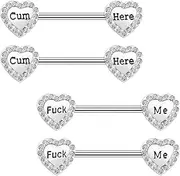 [VERAMI] 14G 16G Bat Devil Heart Nipple Rings Stainless Steel Heart Nipple Barbell Rings Tongue Rings Body Piercing for Women Men