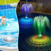 Solar Pool Fountain with Light Show, Upgraded Large Solar Pool Water Fountain...