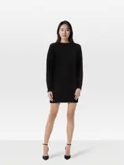 Black Wool Knit Button Down Dress