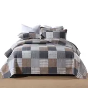 100% Cotton Coverlet Bedspread Quilt King & Super King Size Bed 250x270cm Coven Brown