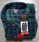 Eddie Bauer Shacket Womens Medium Green Blue Plaid Oversized Microfleece Shirt